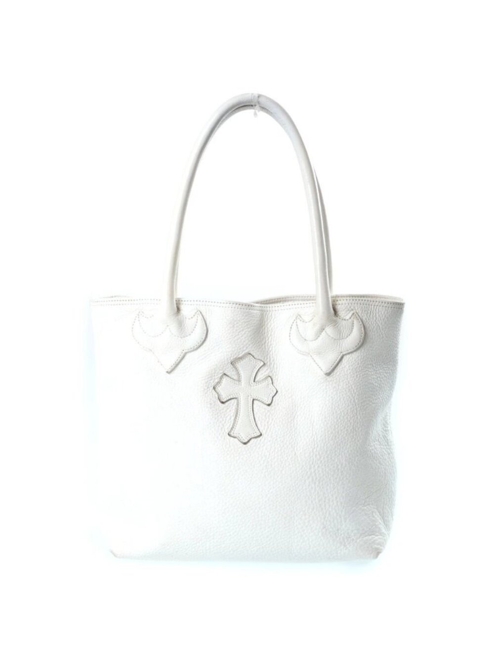 Chrome Hearts FS Tote Leather White with Cross Patch